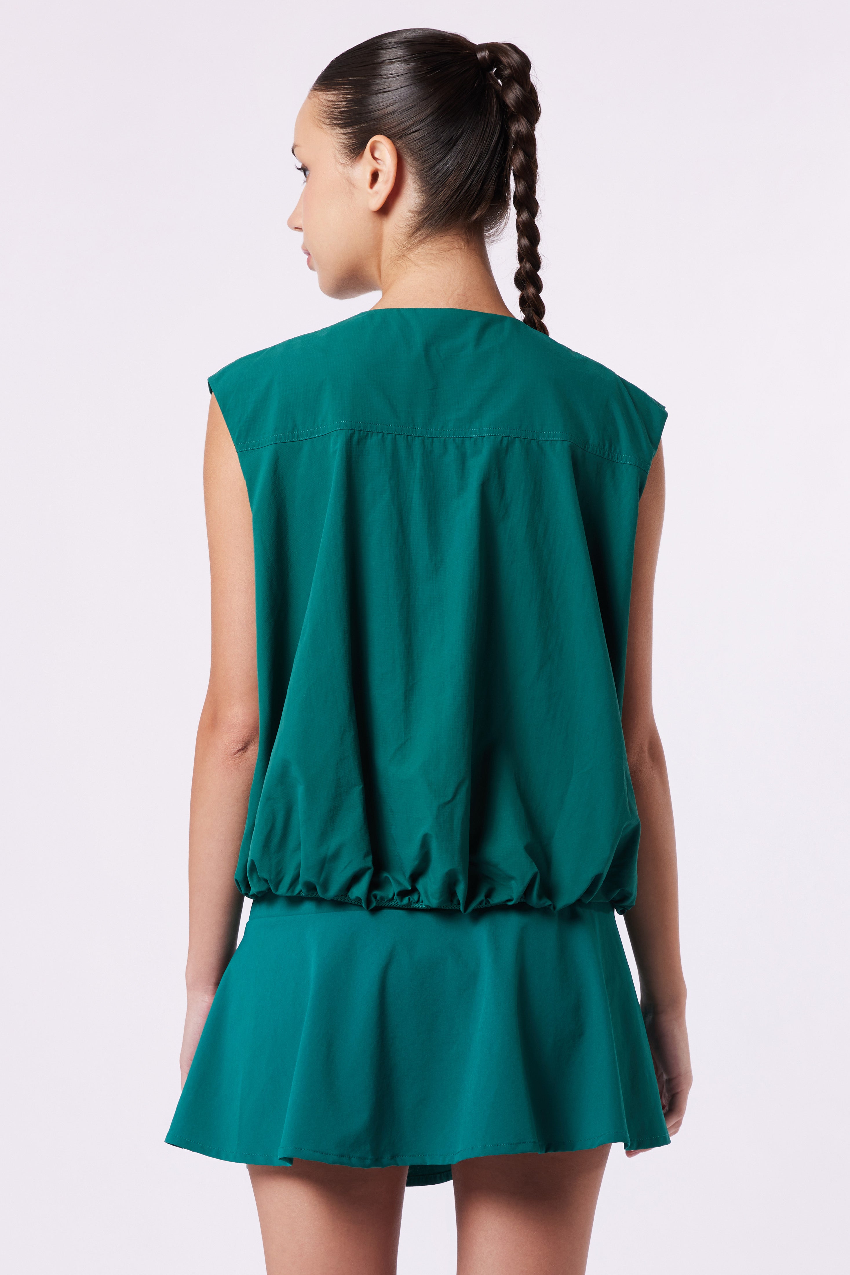 LAICA RUCHED VEST - DARK GREEN