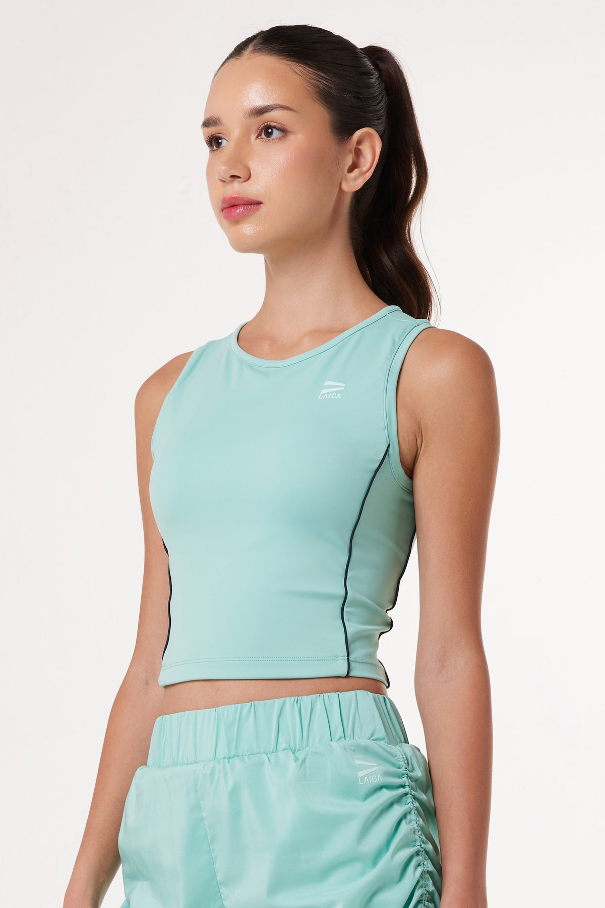 LAICA RUCHED SLEEVELESS TEE - TOSCA