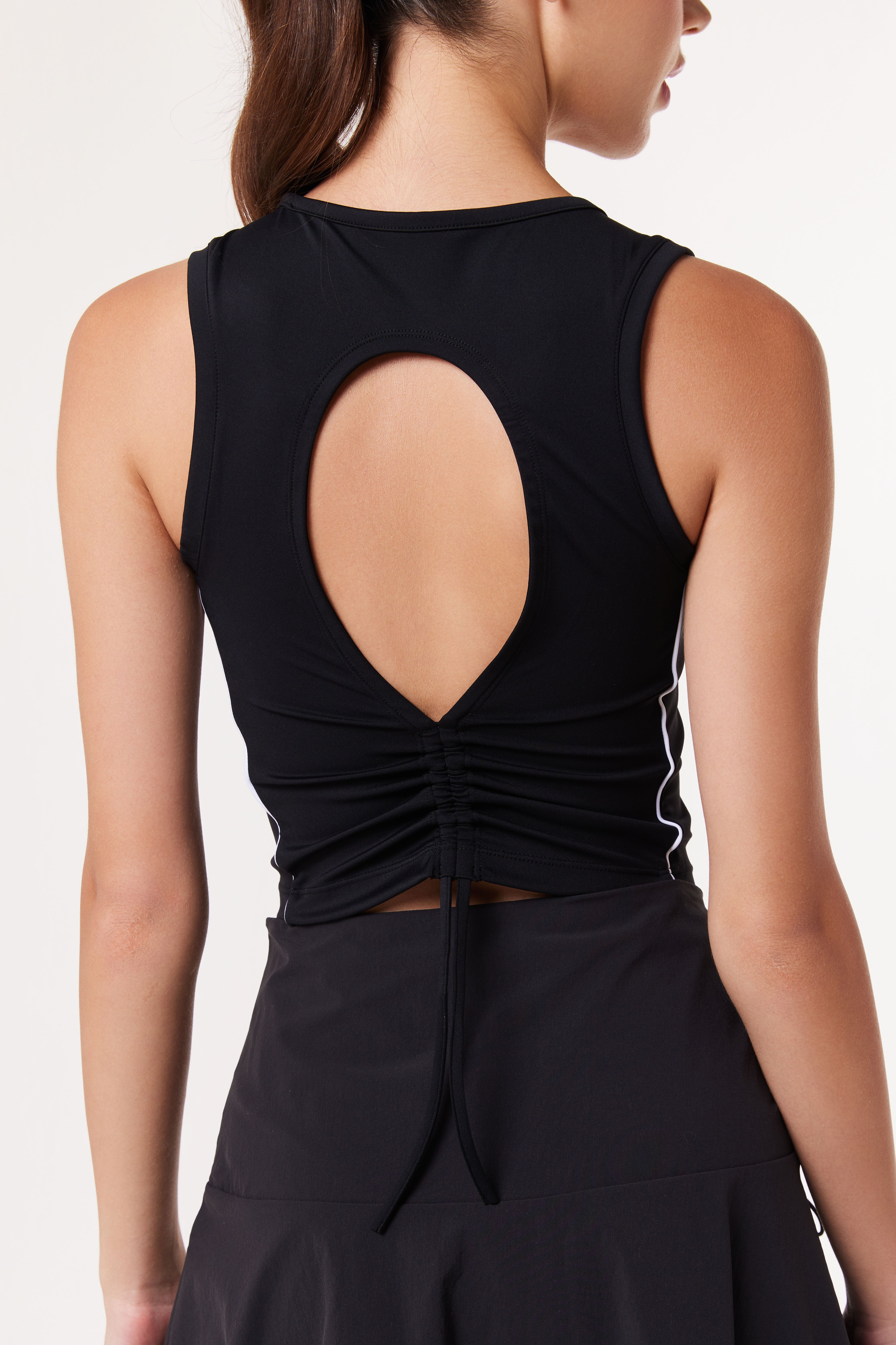 LAICA RUCHED SLEEVELESS TEE - ONYX