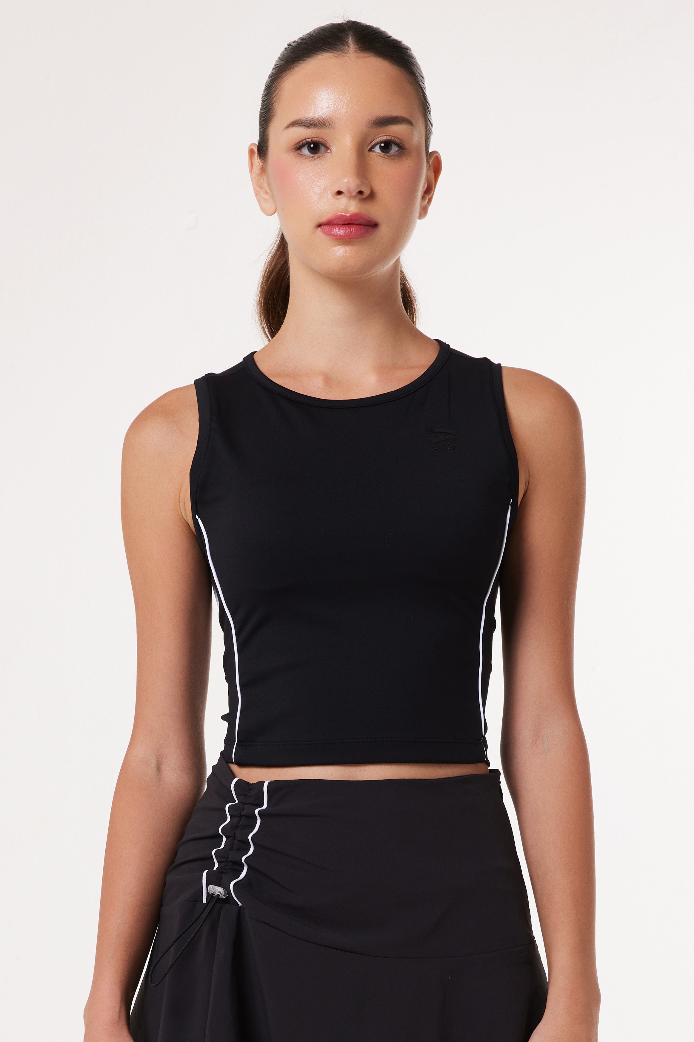 LAICA RUCHED SLEEVELESS TEE - ONYX