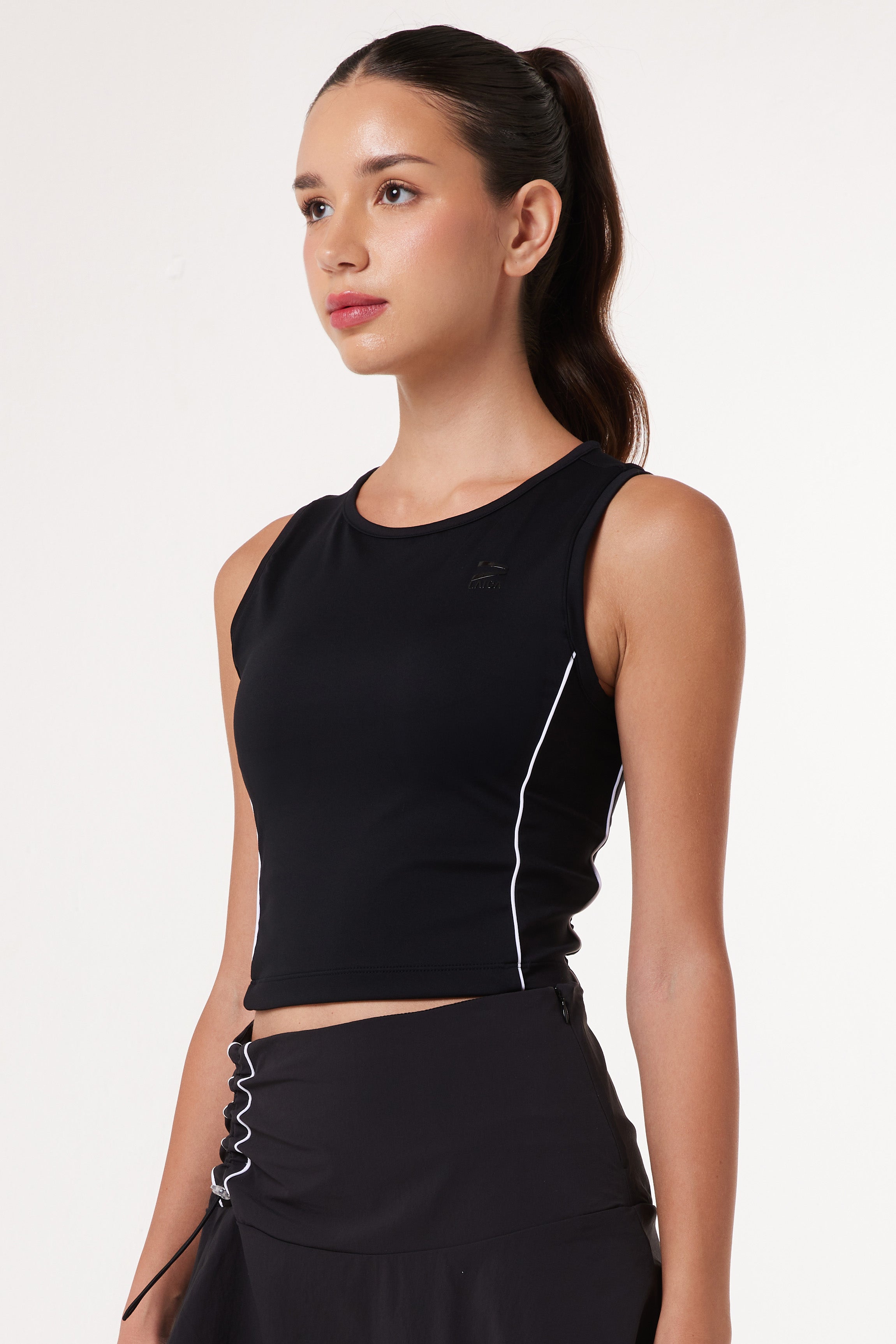 LAICA RUCHED SLEEVELESS TEE - ONYX