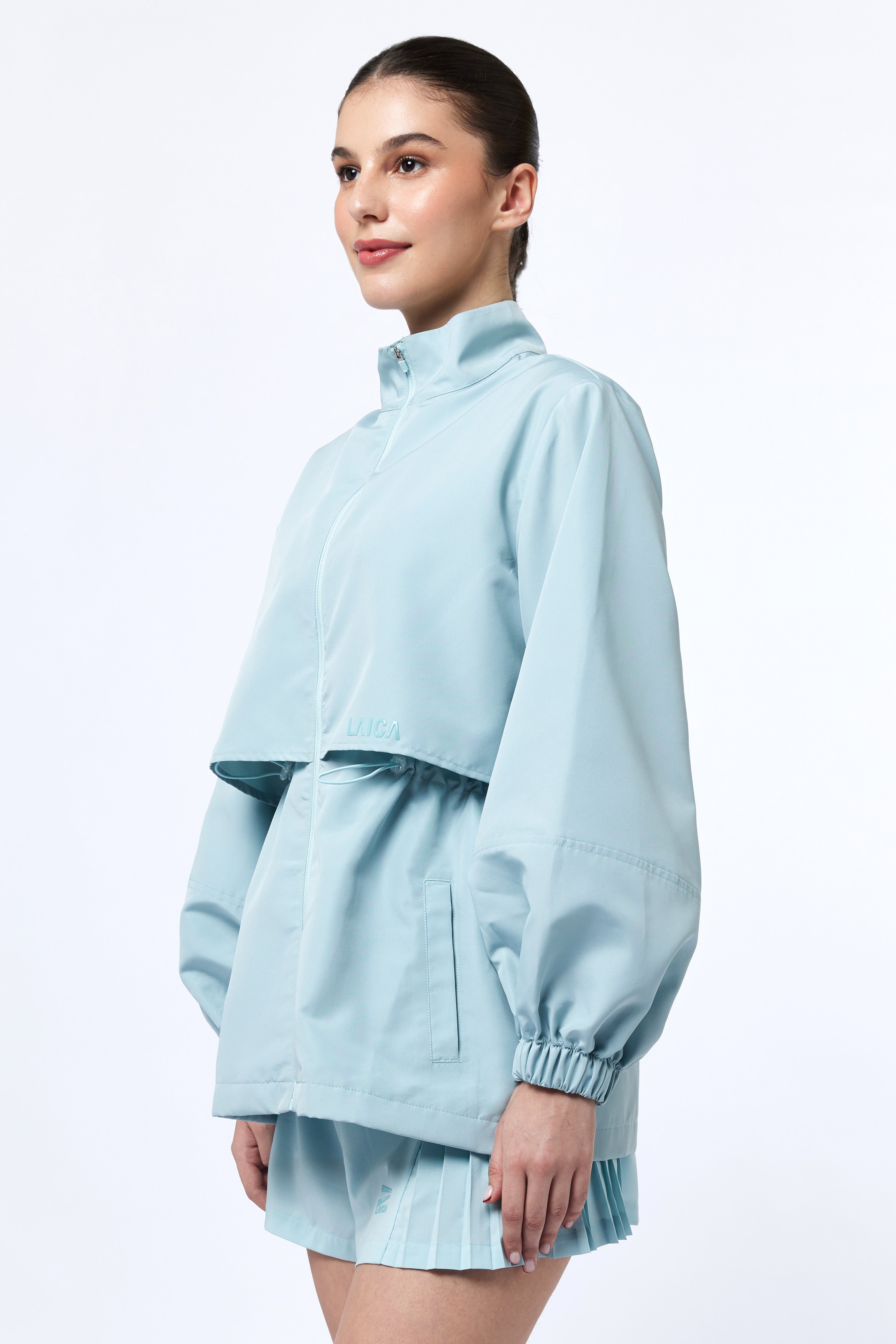 LAICA RUCHED ZIP JACKET - MOODY BLUE