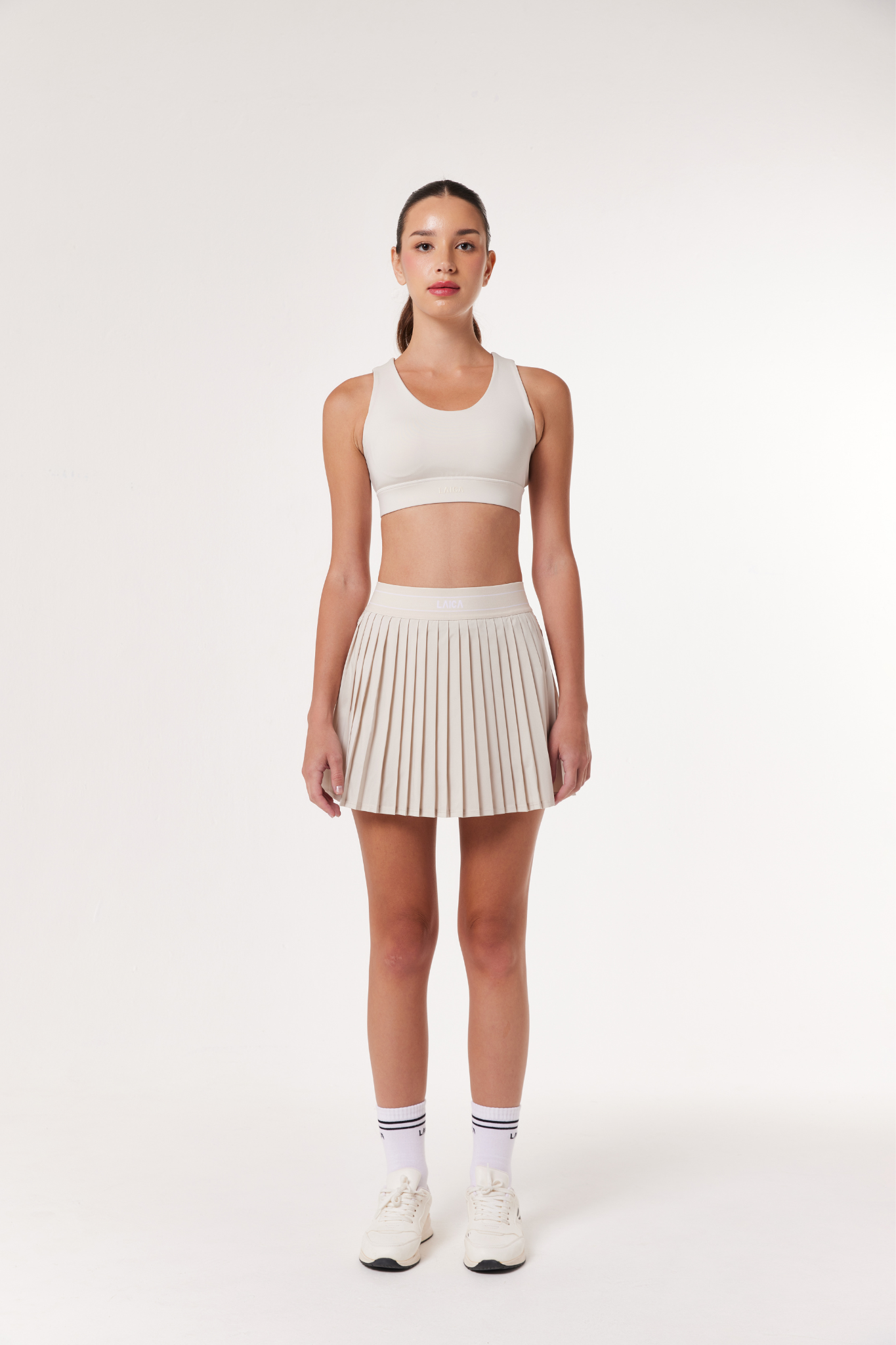 LAICA COURT PLEATS SKIRT - BONE