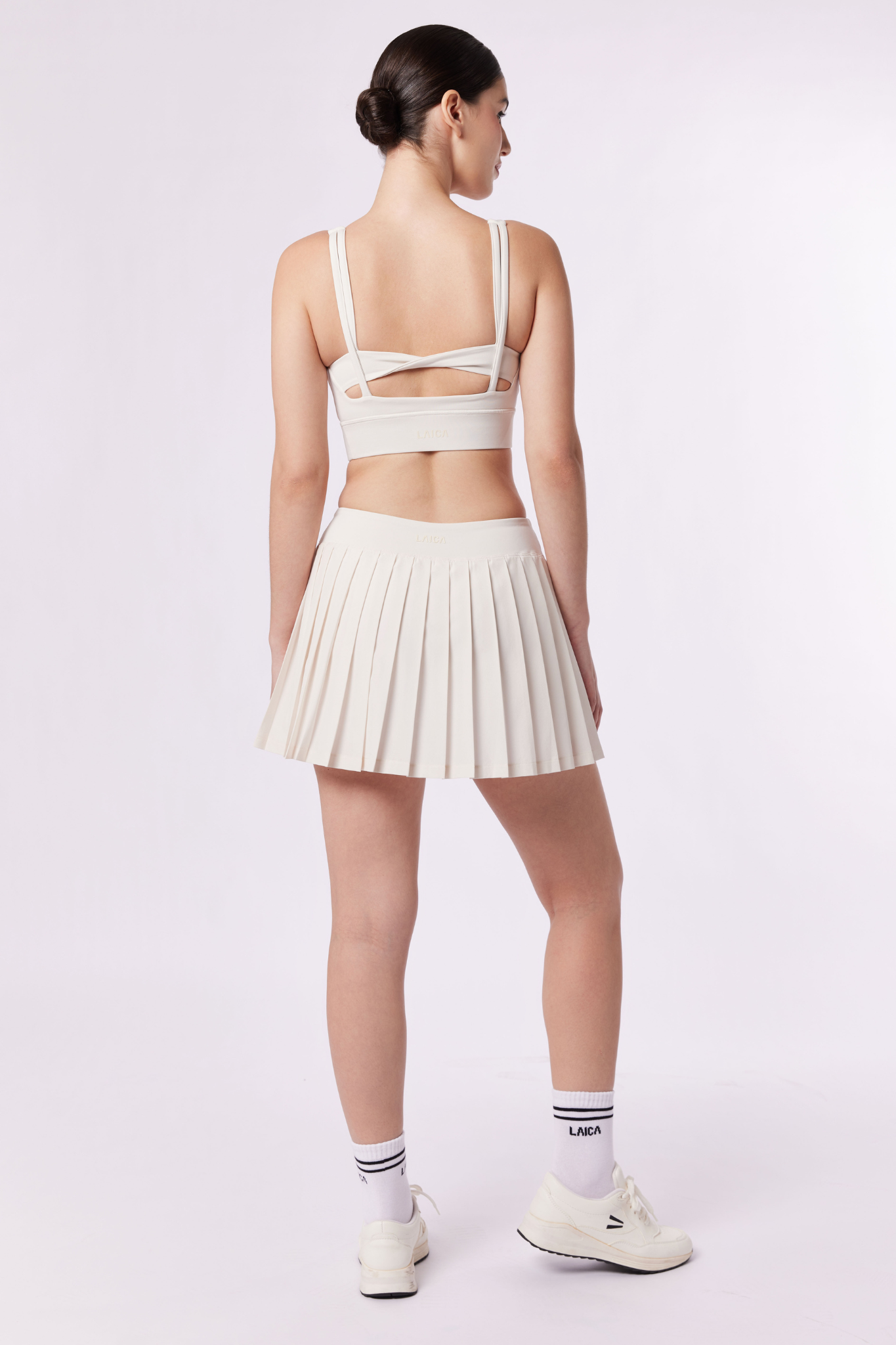 LAICA SIDE PLEATS SKIRT - IVORY
