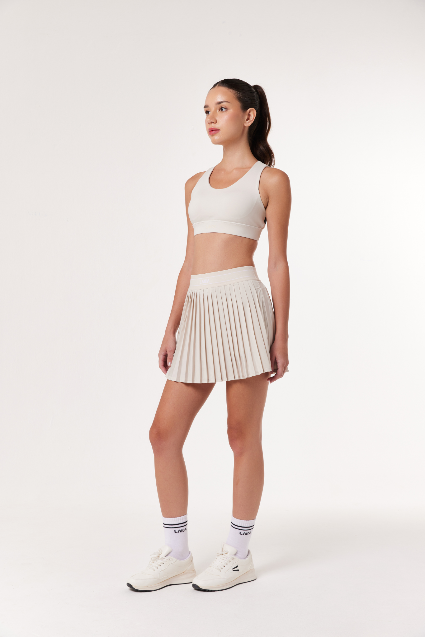 LAICA COURT PLEATS SKIRT - BONE