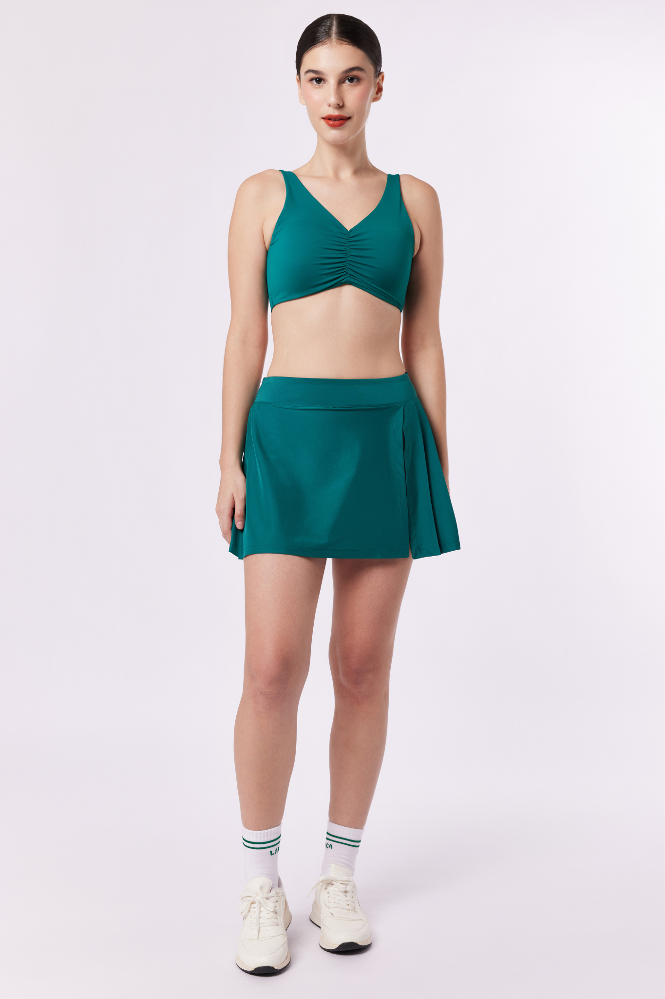 LAICA SIDE PLEATS SKIRT - DARK GREEN