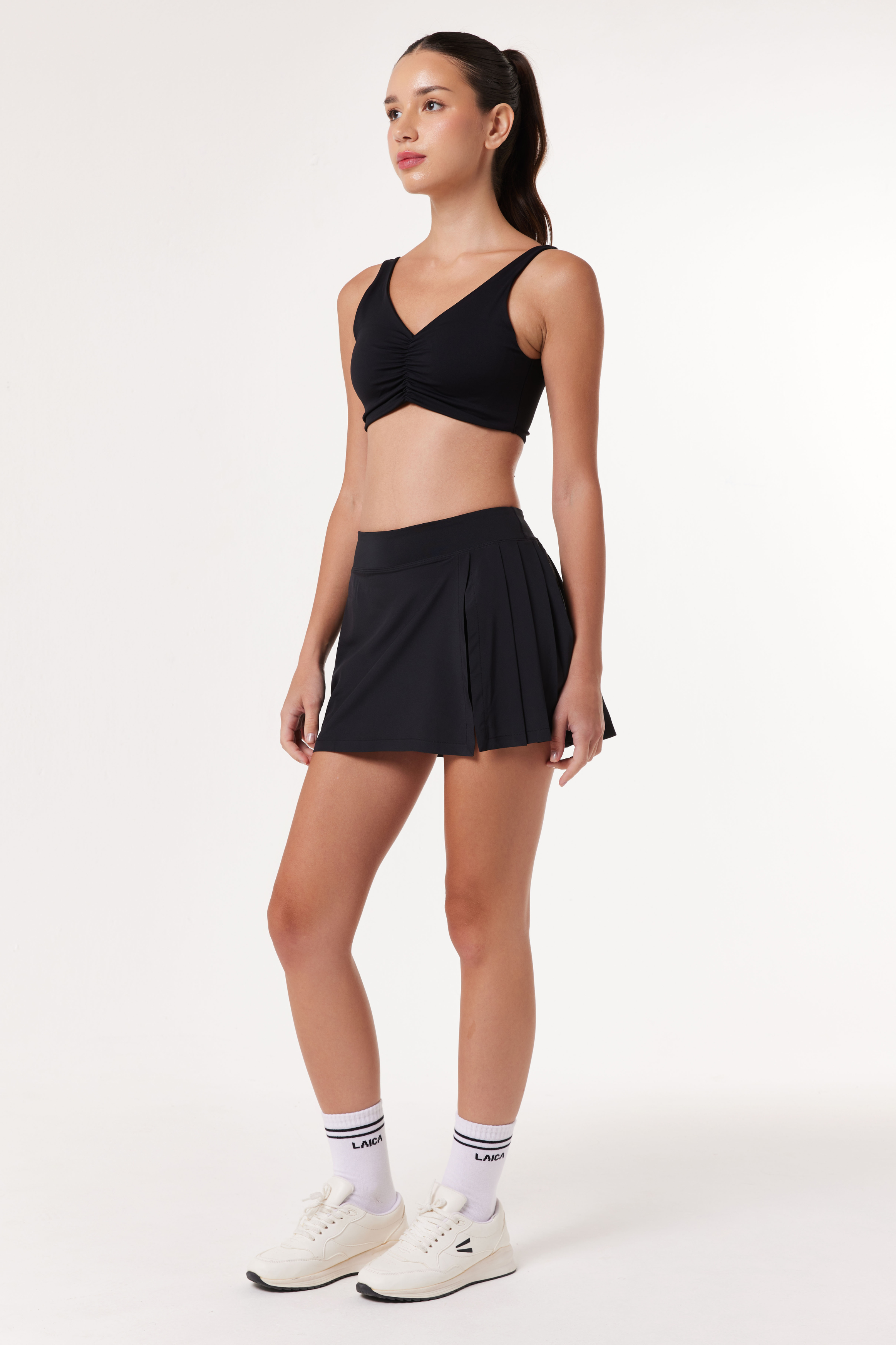 LAICA SIDE PLEATS SKIRT - ONYX