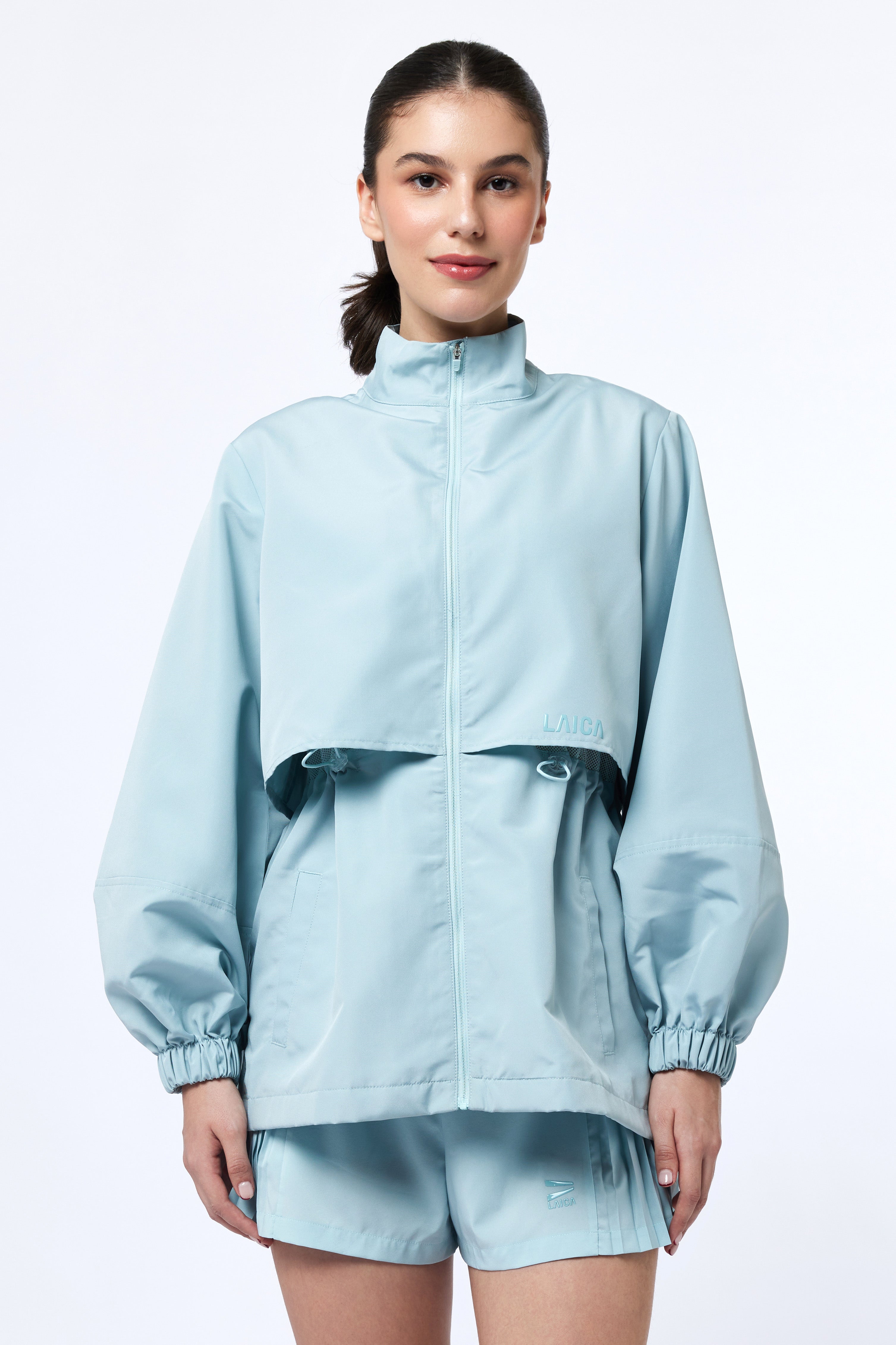 LAICA RUCHED ZIP JACKET - MOODY BLUE