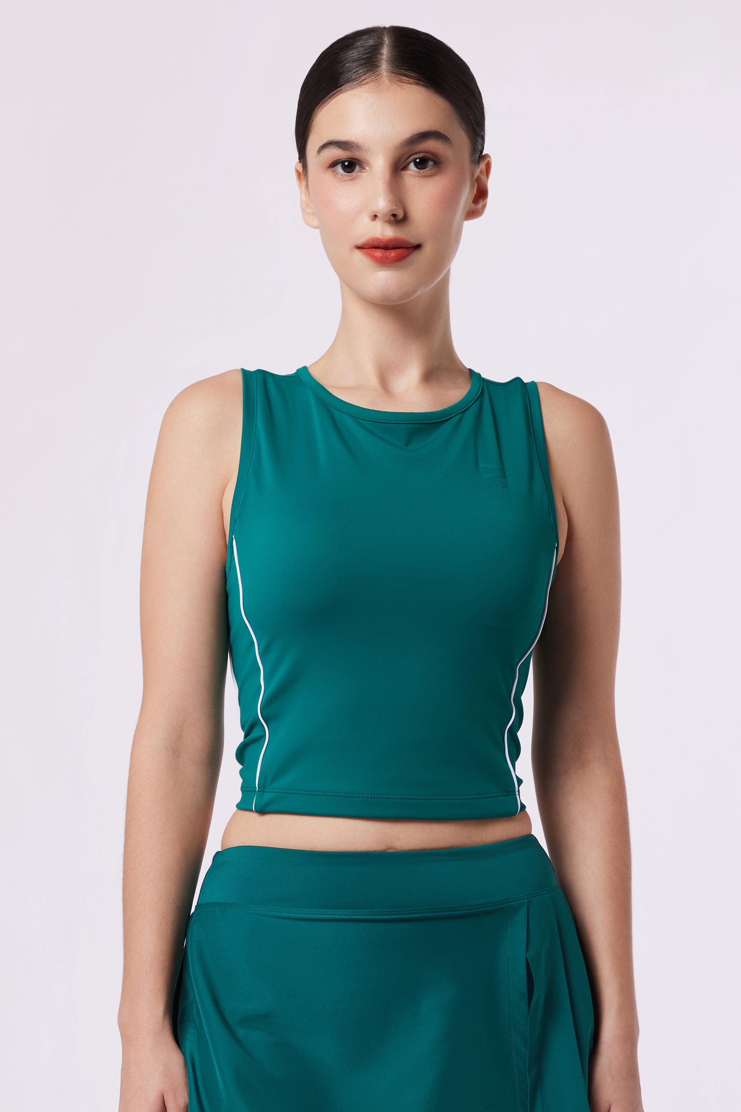 LAICA RUCHED SLEEVELESS TEE - DARK GREEN