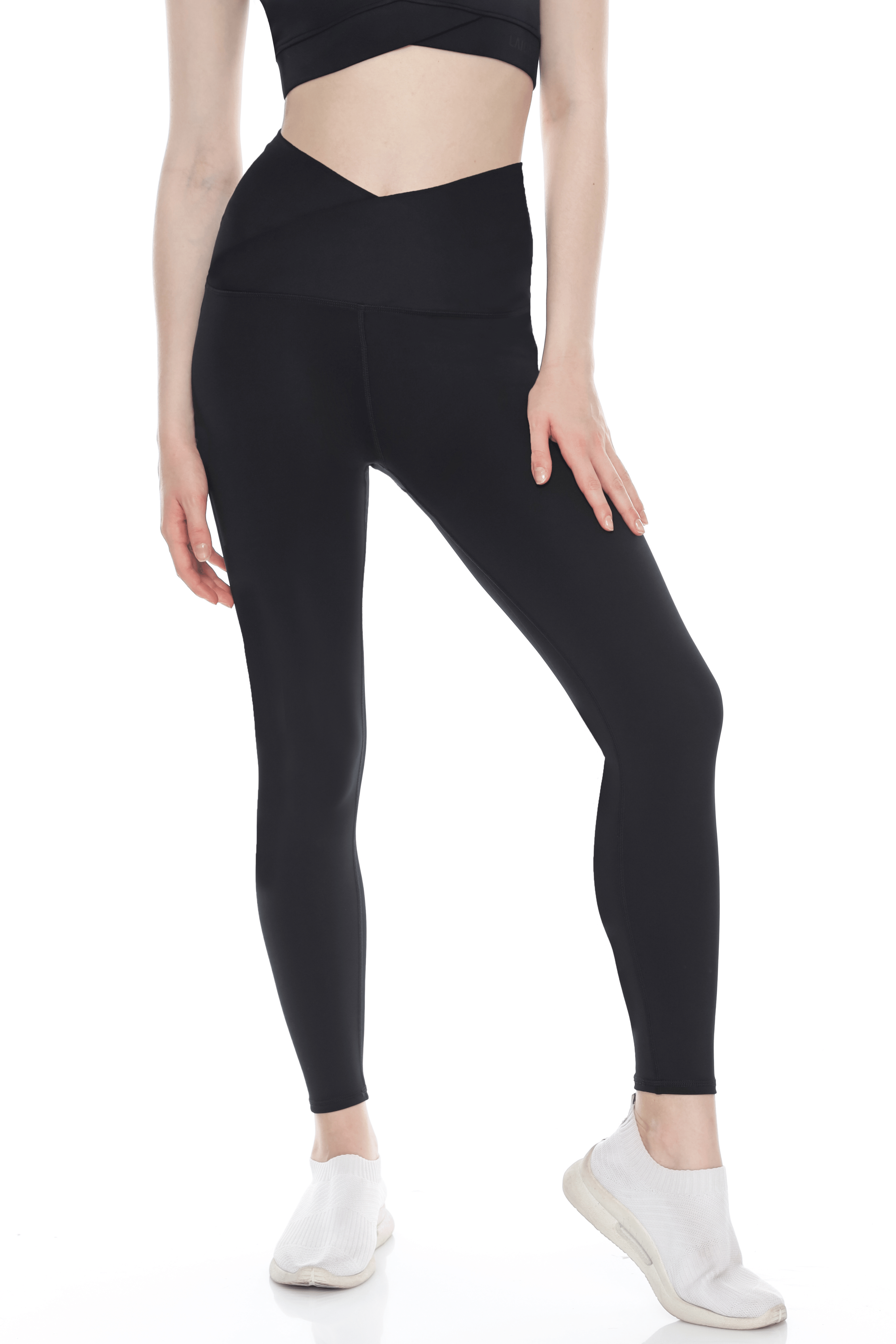 LAICA x Tiffany HIGH WAIST CROSSOVER LEGGINGS - BLACK