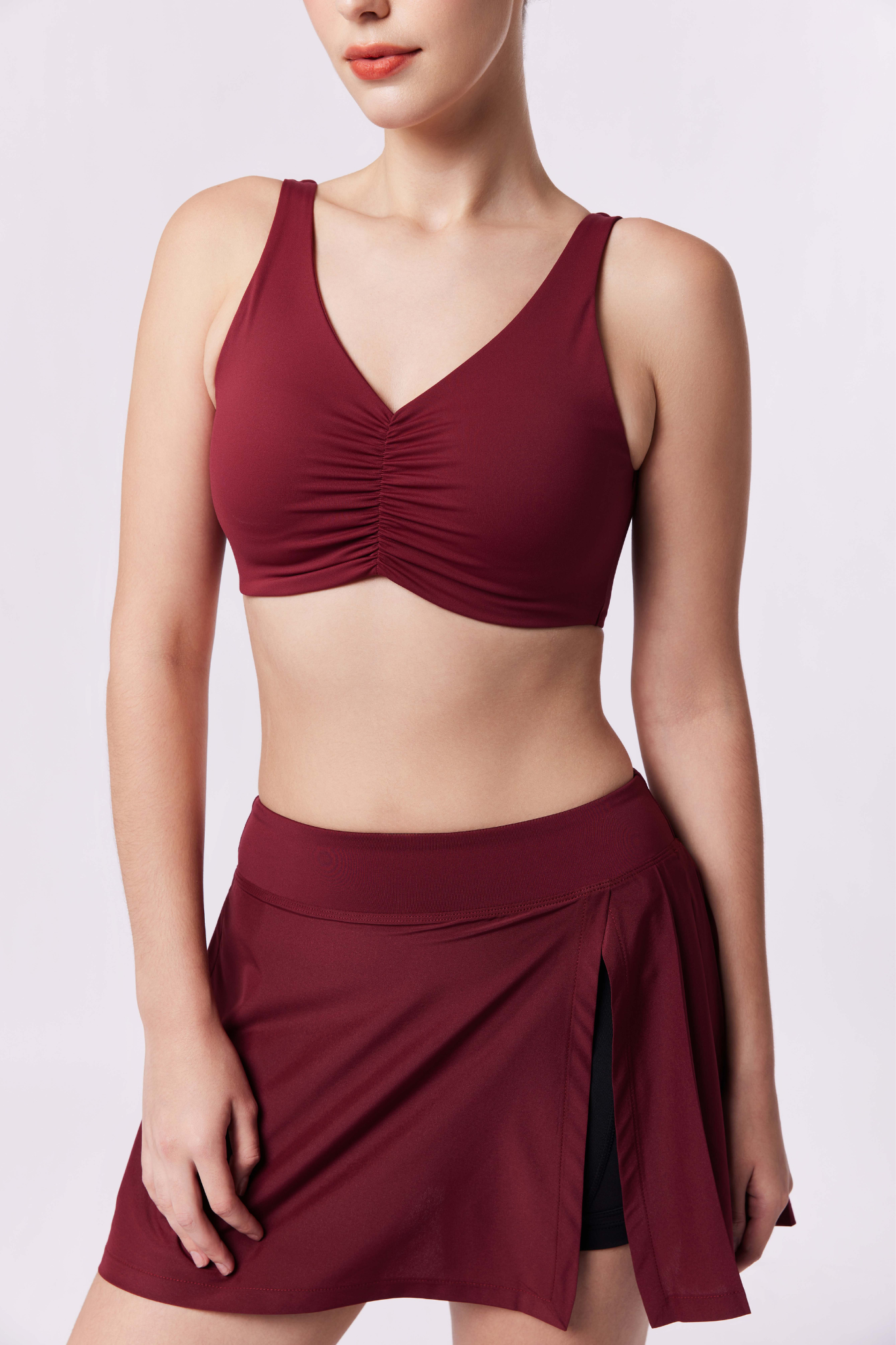 LAICA SIDE PLEATS SKIRT - WINE