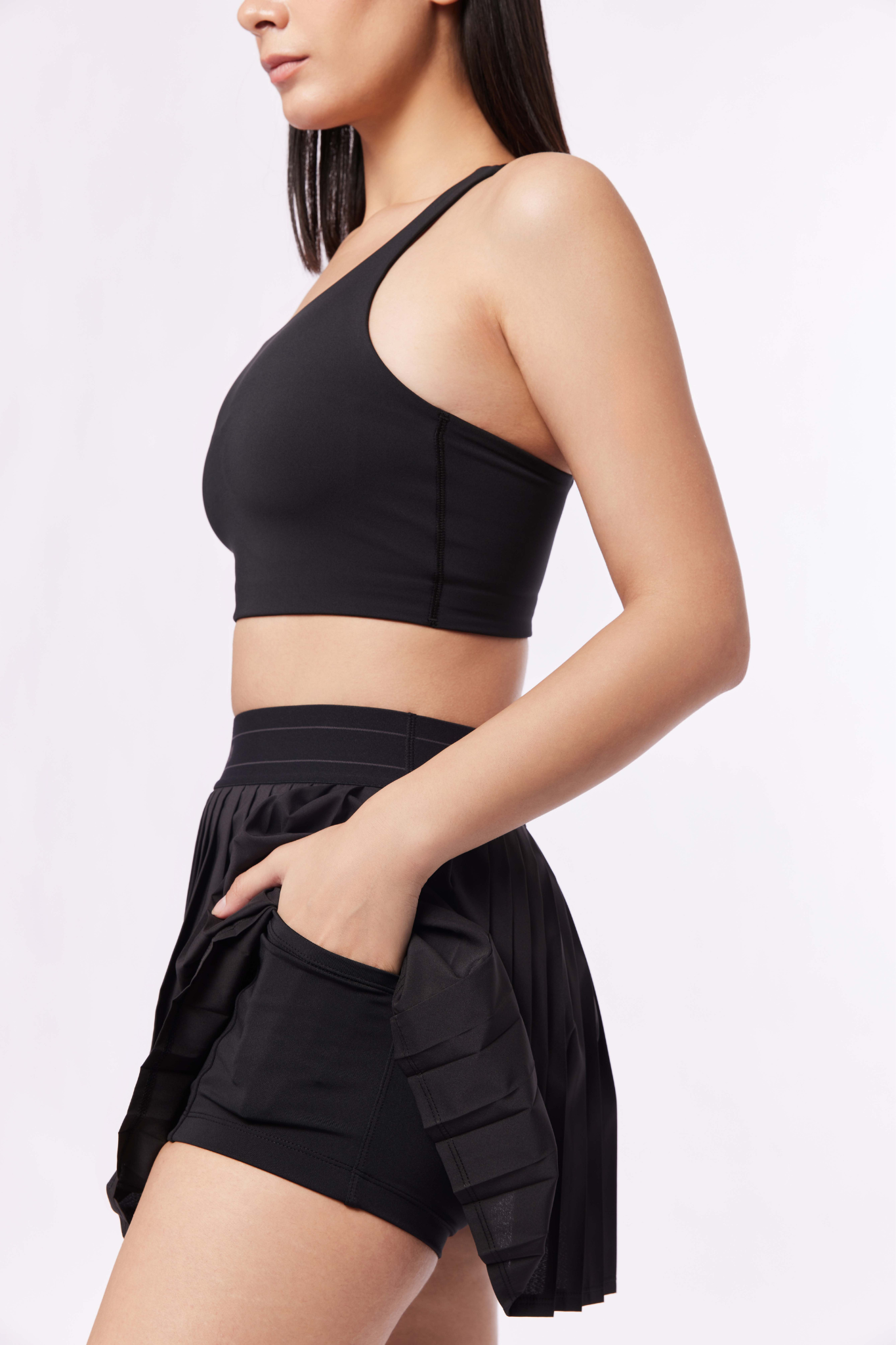 LAICA COURT PLEATS SKIRT - ONYX