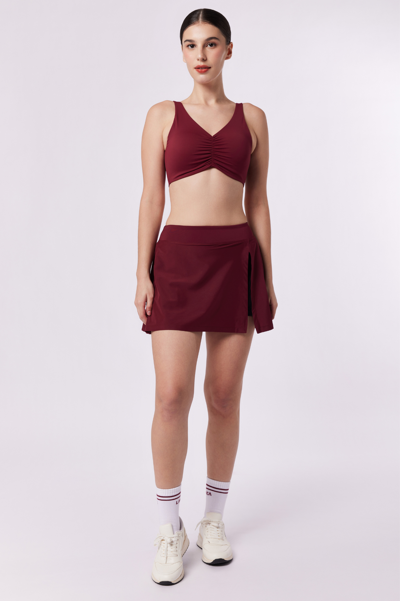 LAICA SIDE PLEATS SKIRT - WINE