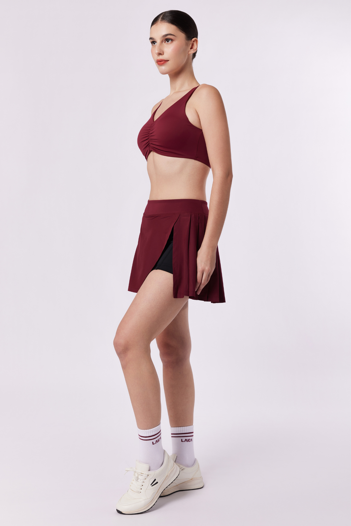 LAICA SIDE PLEATS SKIRT - WINE