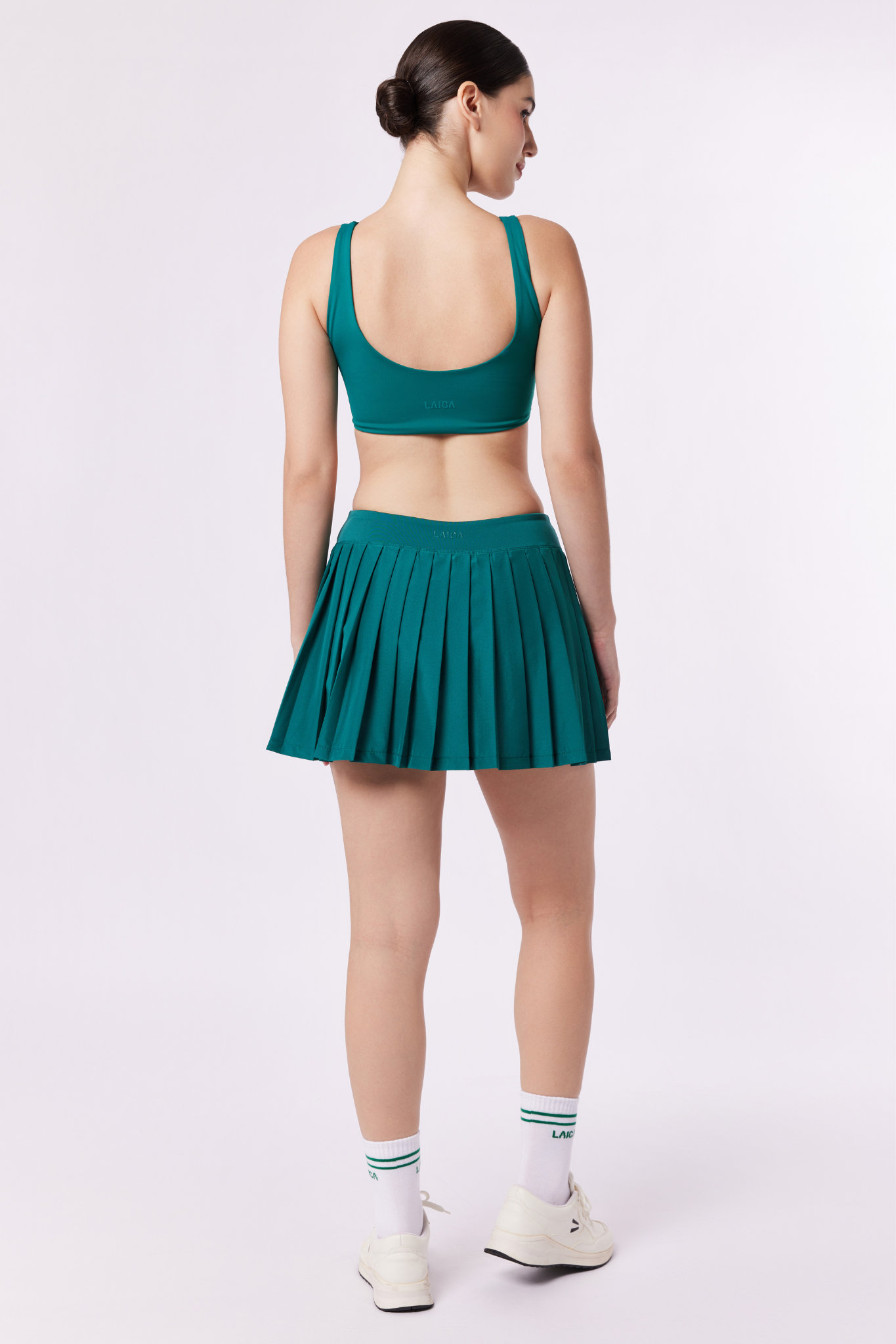 LAICA SIDE PLEATS SKIRT - DARK GREEN